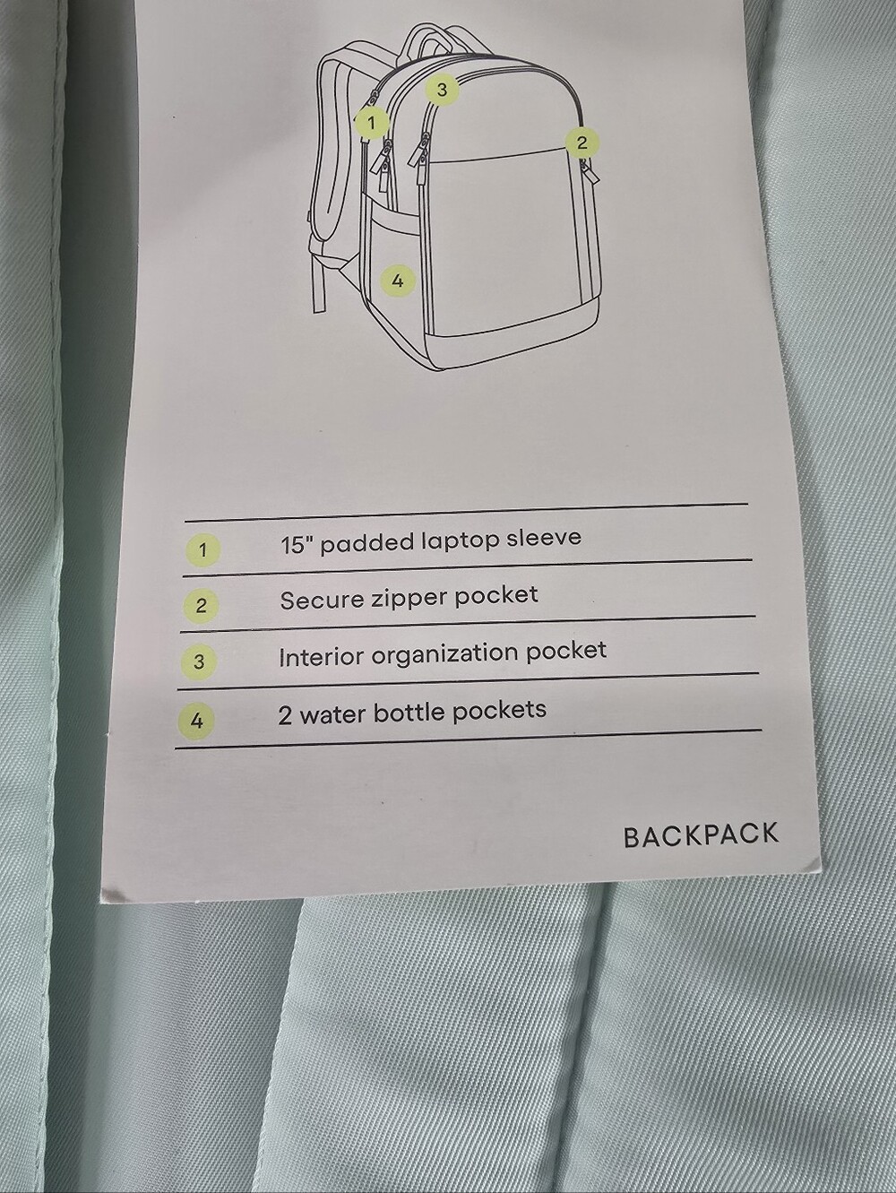 NWT All In Motion Mint Green Backpack - Picture 7 of 8